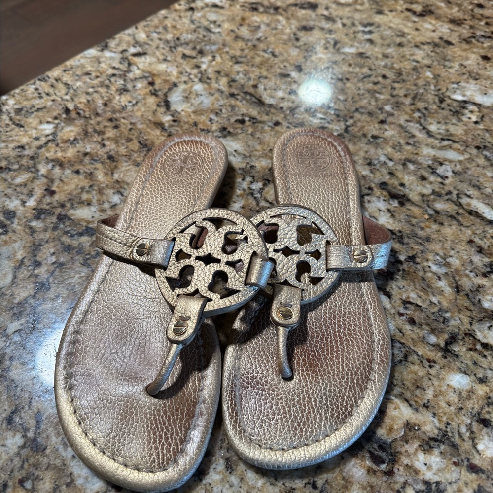 Tory Burch Gold Leather Sandals